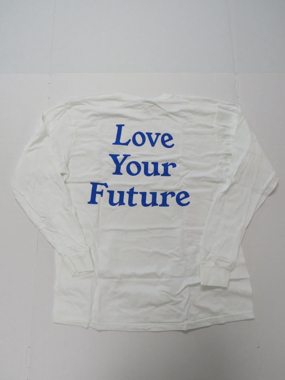 NEW Comfort Colors Large 100% Cotton White Blue Love Your Future Long Sleeve